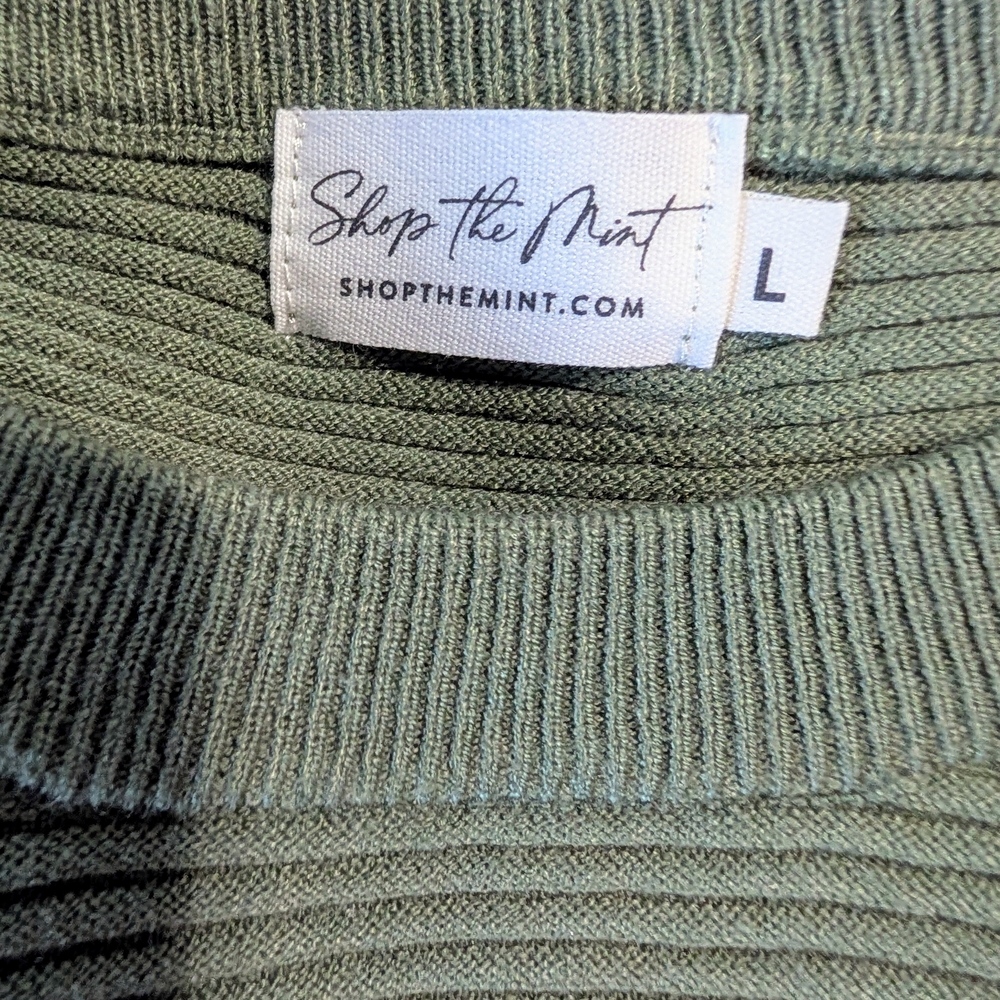 BOGO NWOT- Olive Green Ruffles Sweater- Large - Picture 6 of 6